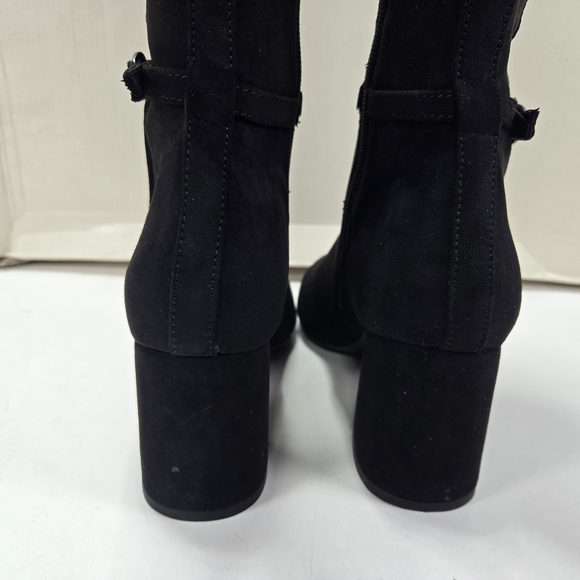 Anne Klein Bernice Black Suede Knee-High Riding Boots Women's Size 7 1/2 7.5 - Picture 2 of 13